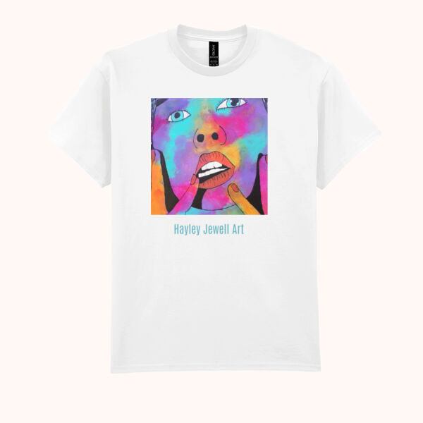Abstract Graphic T-shirt with Colourful Portrait in Black or White Thumbnail