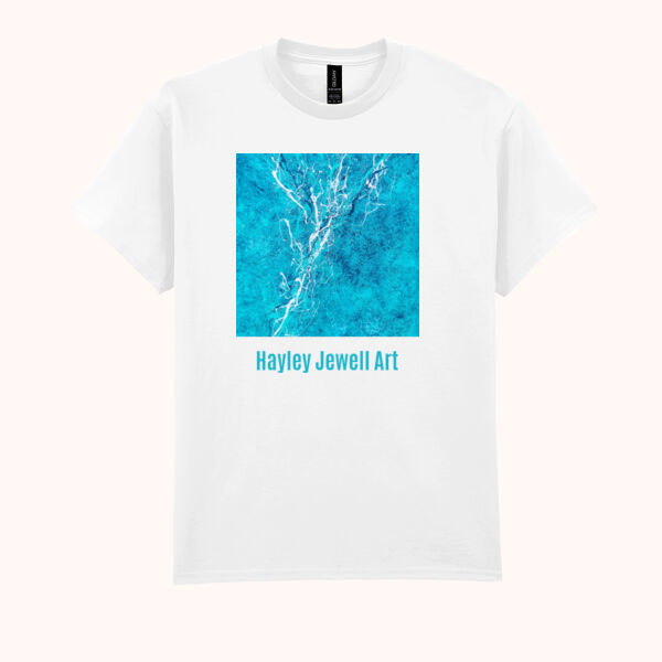 Cool Graphic T-shirt with Blue Abstract Design Thumbnail