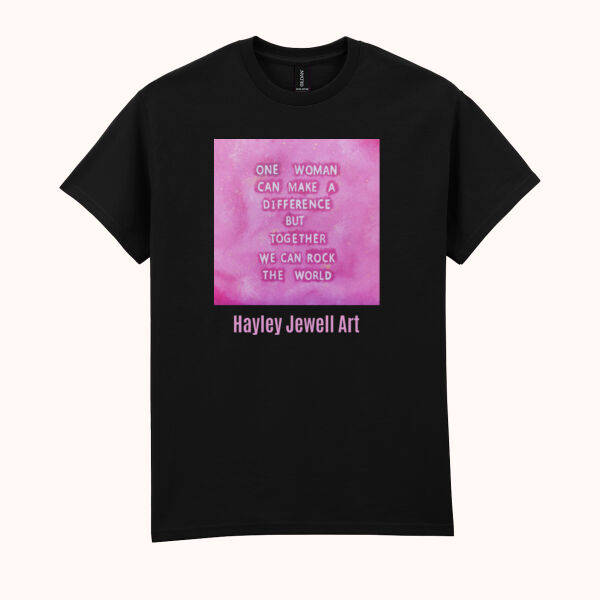 Abstract Graphic T-shirt with Empowering Quote for Women Thumbnail